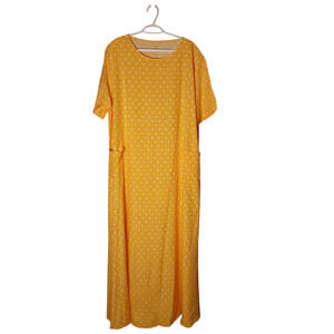 Women's Plus Size 5XL Yellow Pockets Short Sleeve Full Length Dress FREE S&H